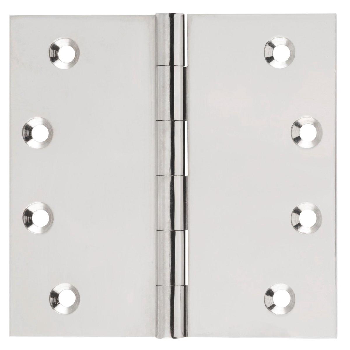 Fixed Pin Hinge by Tradco – H100xW100mm | Polished Nickel