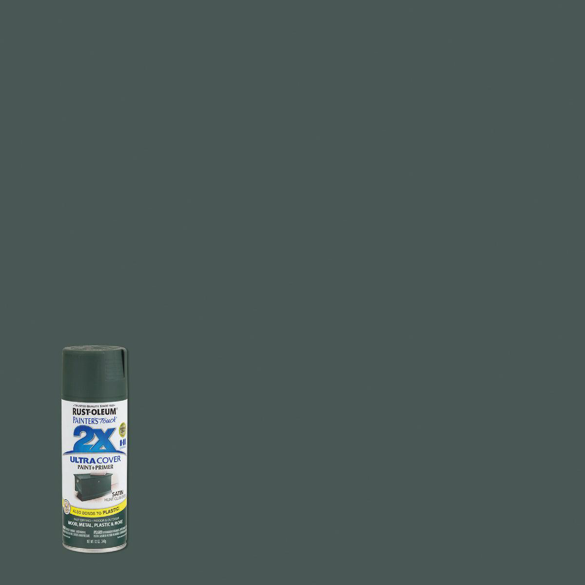 Rust-Oleum Painter8217s Touch 2X Ultra Cover 12 Oz Satin Paint Primer Spray Paint Hunt Club Green