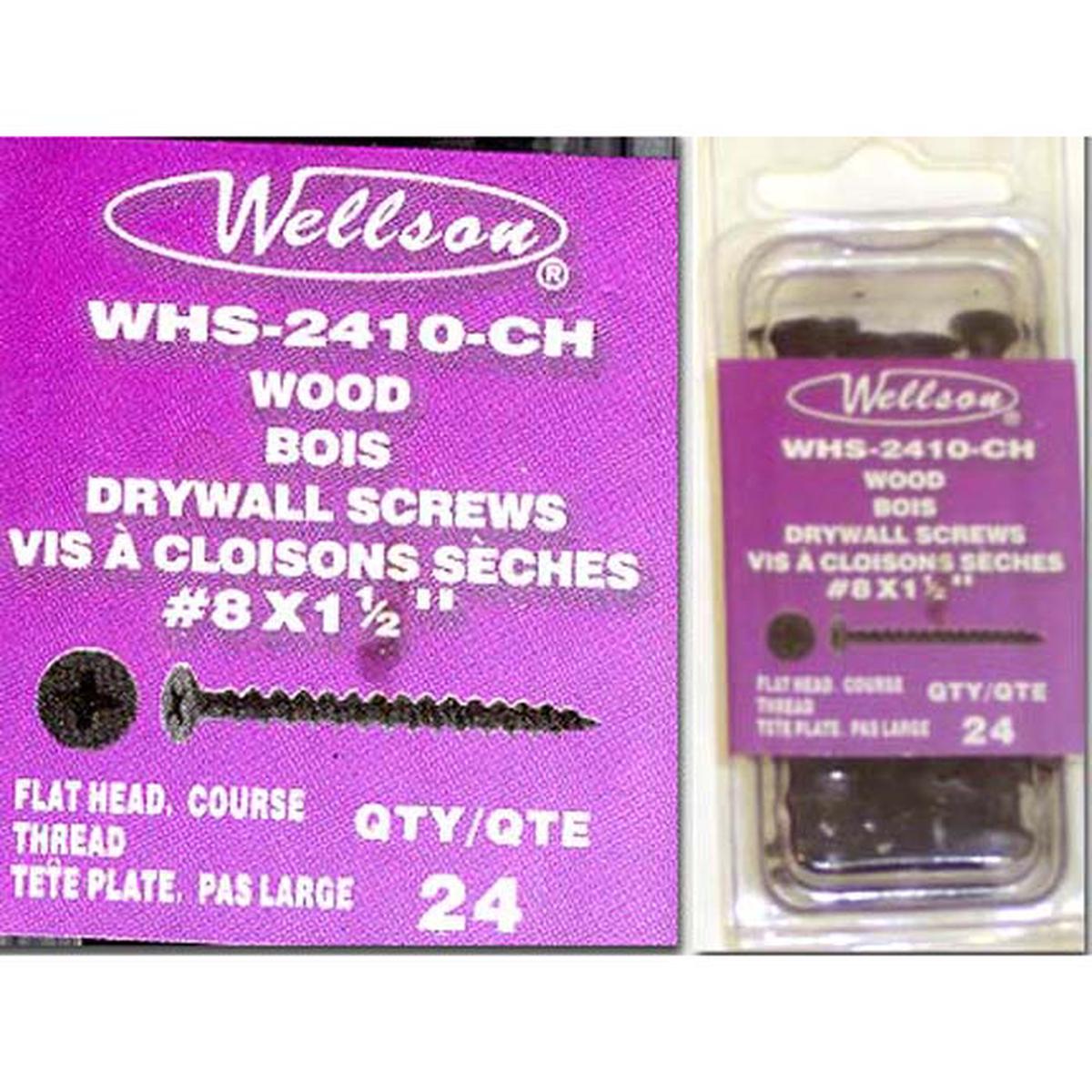WHS-2410-CH - SCREW WOOD #8X1 1/2IN PHILIPS FLAT HEAD BLACK OXIDE (24 pcs/pkg)