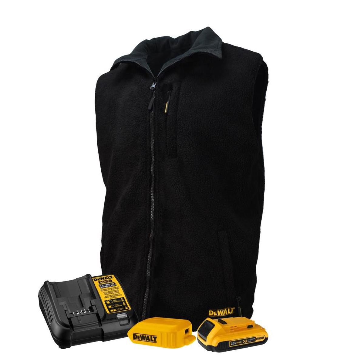 DEWALT DCHV086BD1-M – Heated Reversible Fleece Vest with Battery – Black – M