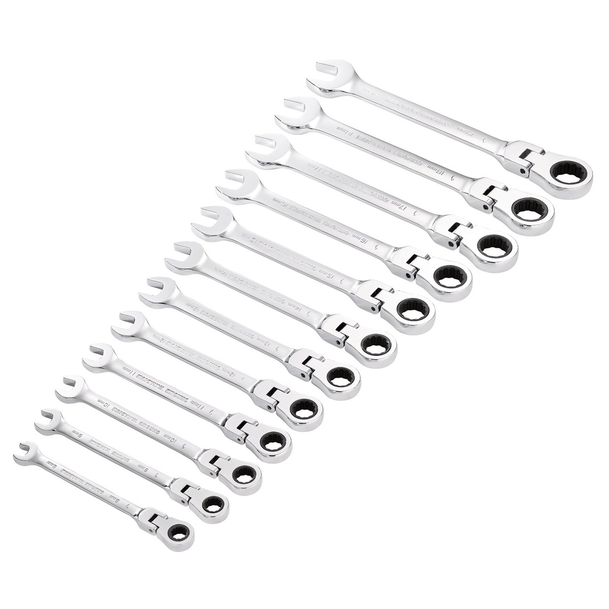 Draper 27733 Draper HI-TORQ Metric Flexible Head Ratchet Combination Spanner Set (12 Piece)