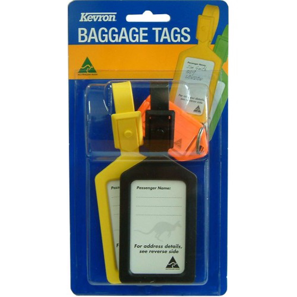 Kevron Key Tag Holder with Label – Travel Pack 3-pce Carded