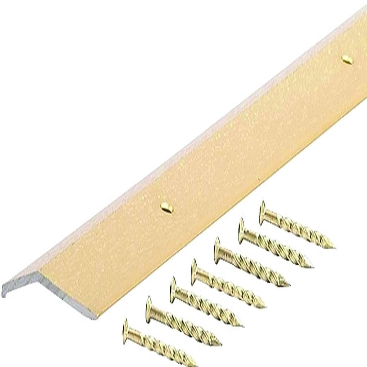 M-D 79079 Carpet Trim 36 in L 138 in W Fluted Surface Aluminum Satin Brass
