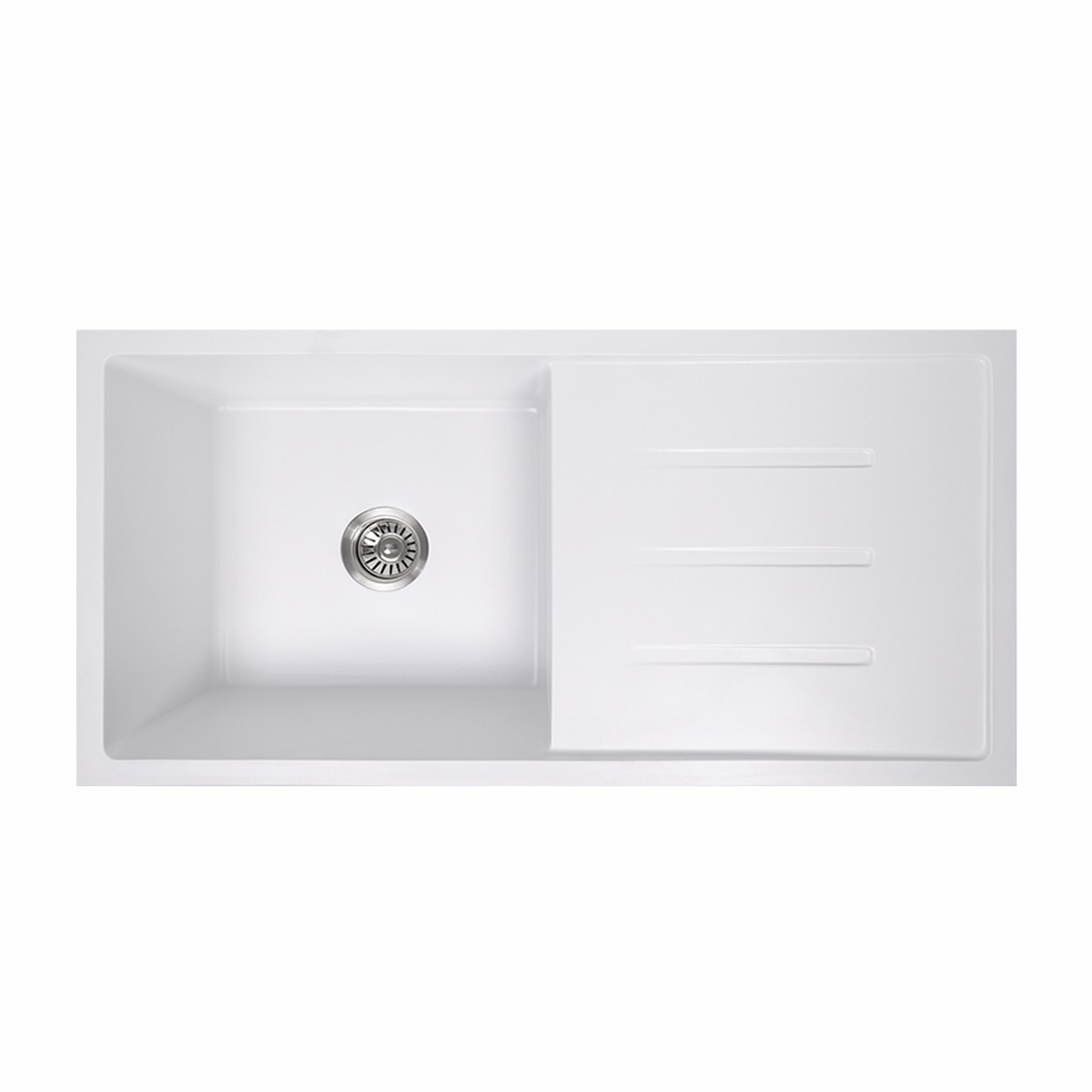 Alma Randall 1000×500 White Granite Drainboard Single Bowl Sink