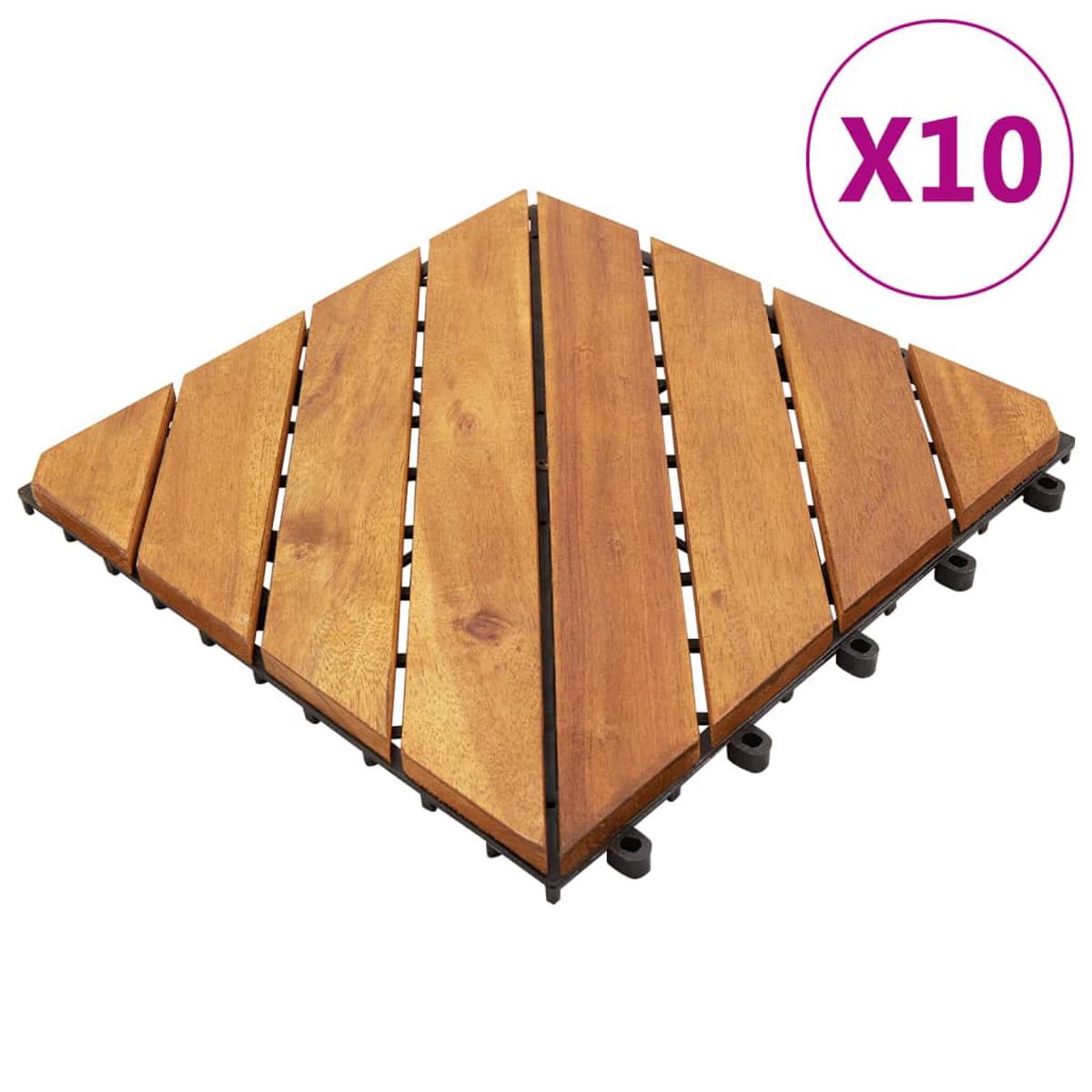 Berkfield Decking Tiles 10 pcs 30×30 cm Solid Acacia Wood
