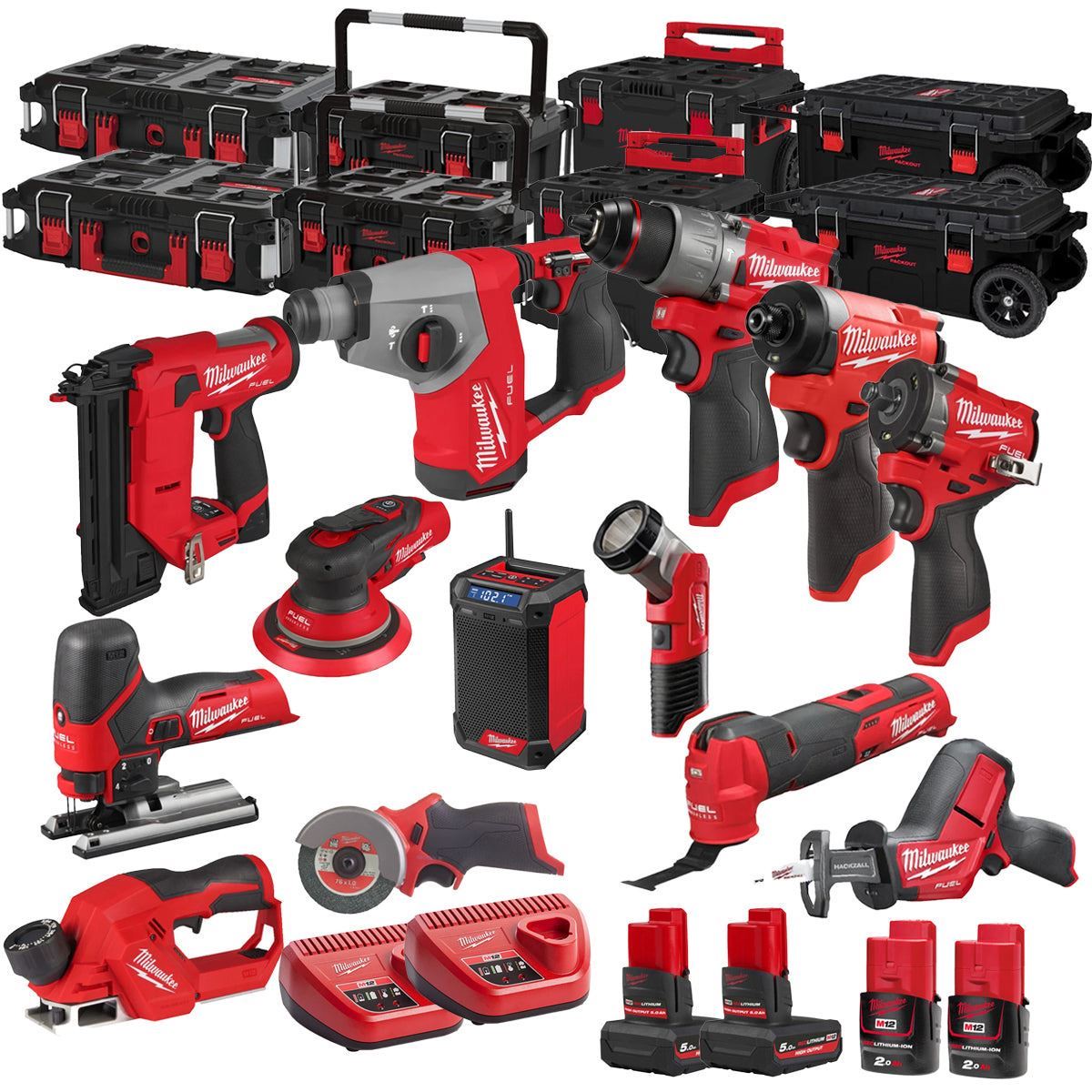 Milwaukee 12V 13 Piece Power Tool Kit with 4 x Batteries T4TKITM – 18483
