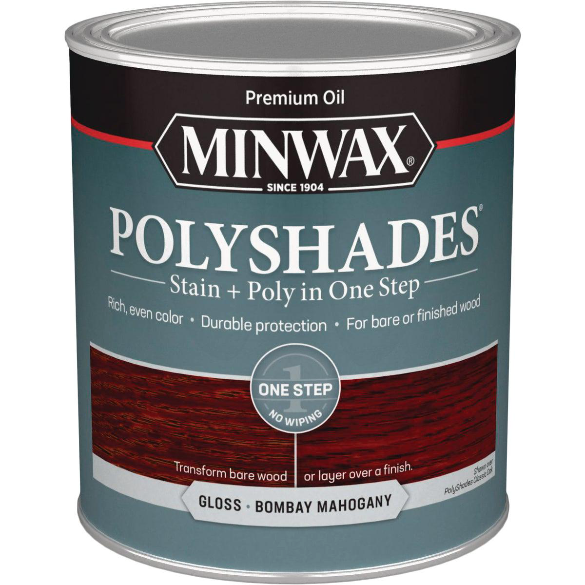 Minwax Polyshades 1 Qt Gloss Stain 038 Finish Polyurethane In 1-Step Bombay Mahogany