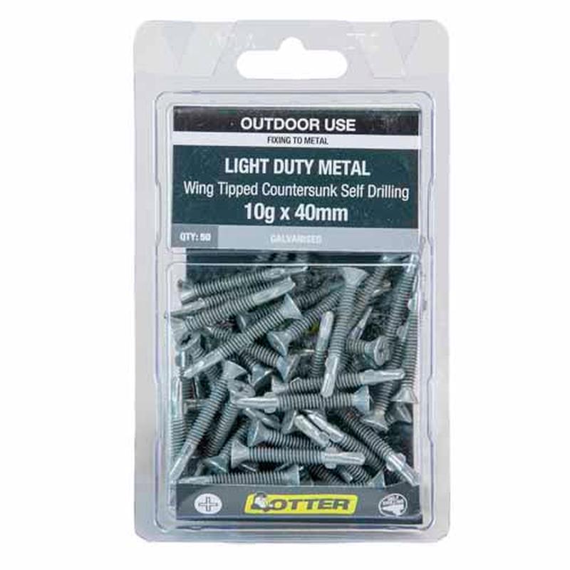 Otter Light Duty Metal Screws 10g x 40mm Pack of 50 Galvanised