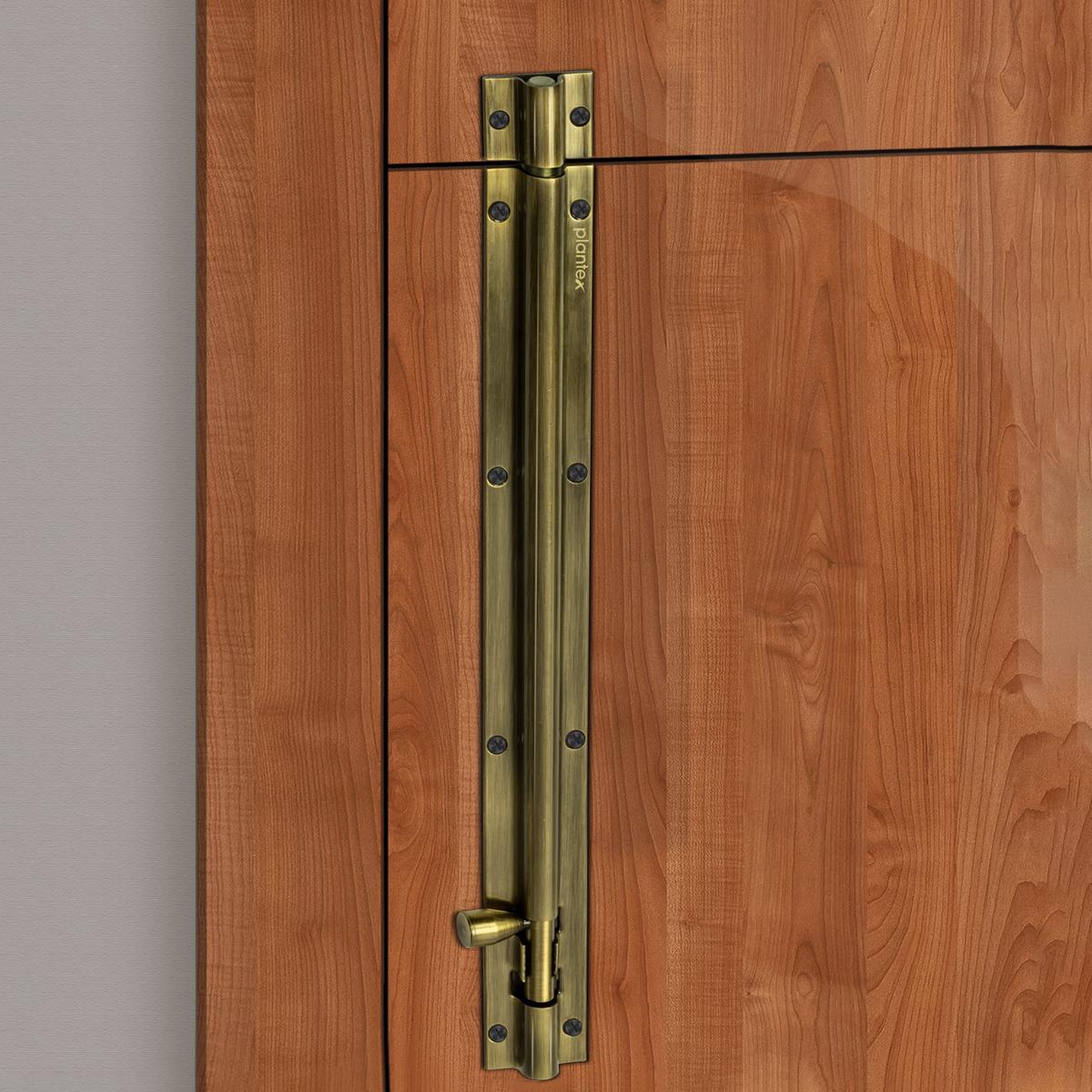 Plantex Stainless Steel 12 inch Tower Bolt/Tower Bolt for Home,Offices Doors and Windows/Tower Bolt for Main Door/Door Latch/Kundi/Chitakini/Door Latch for Windows (Brass Finish, Pack of 2