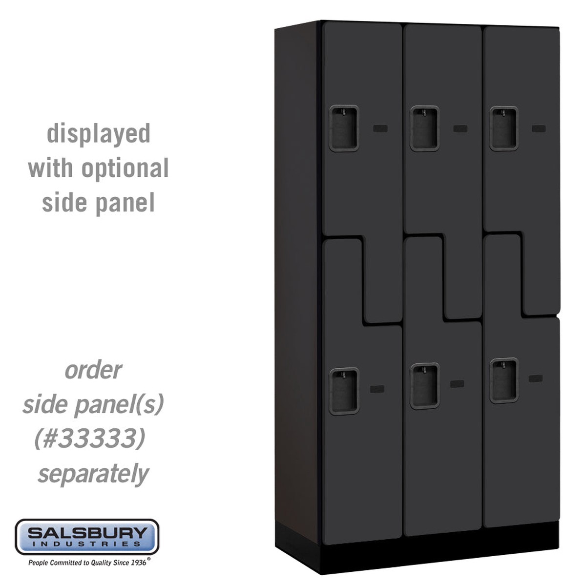 12″ Wide Double Tier ‘S’ Style Designer Wood Locker – 3 Wide – 6 Feet High – 18 Inches Deep – Black