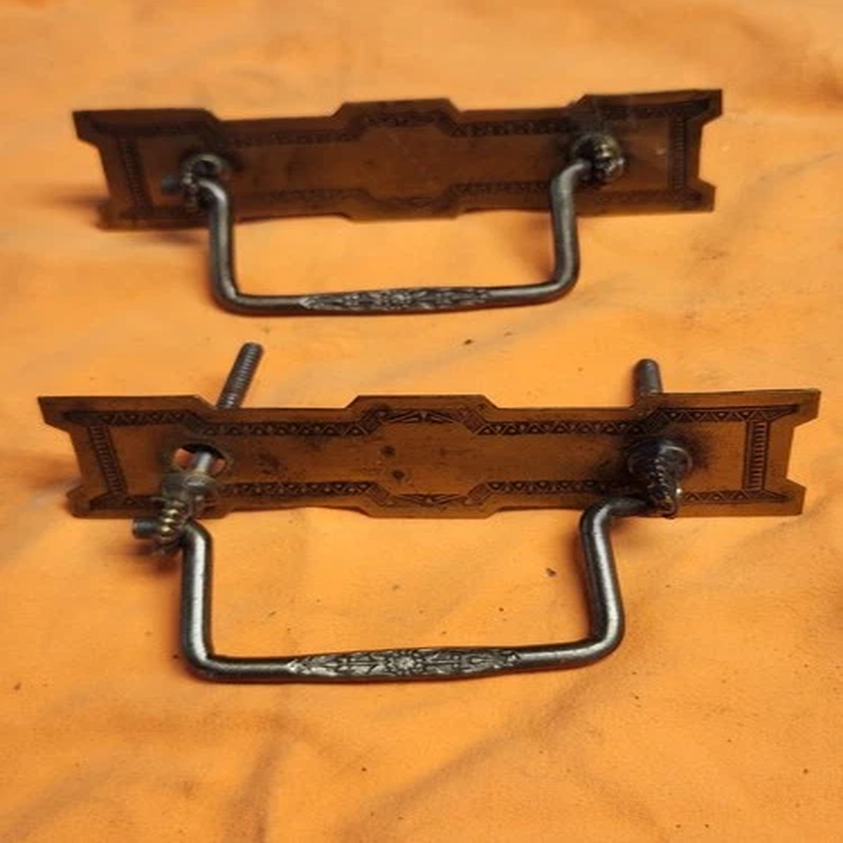 2 ANTIQUE EASTLAKE STAMPED DRAW PULLS VICTORIAN