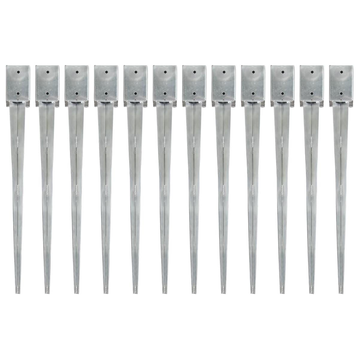 Berkfield Ground Spikes 12 pcs Silver 9x9x90 cm Galvanised Steel