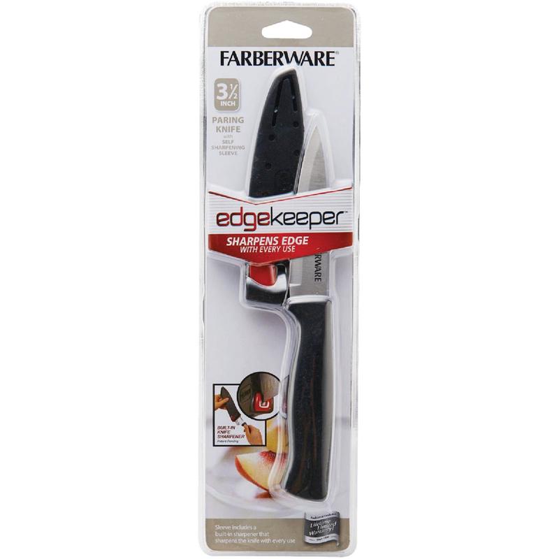 Farberware 3.5 In. Black Paring Knife with Edgekeeper Sheath