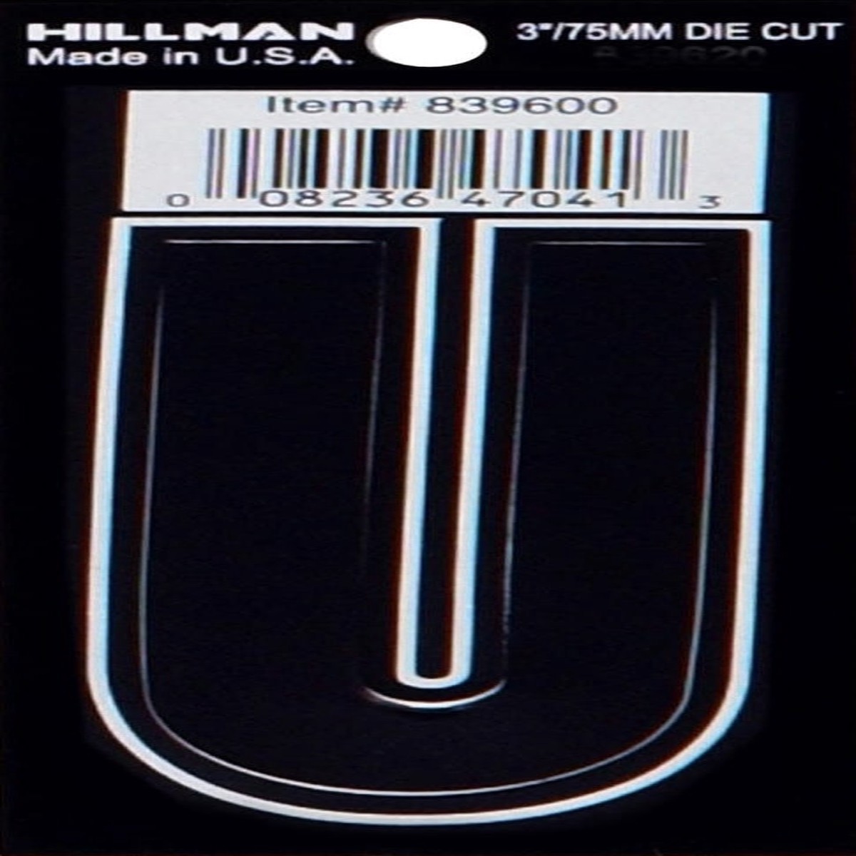Hillman 3 in Black Matte Vinyl Die Cut Sticker Thin Letter U