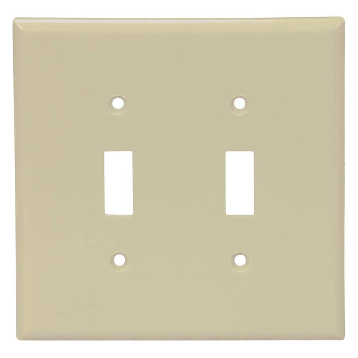 Ivory Plastic 2-Toggle Switch Plate