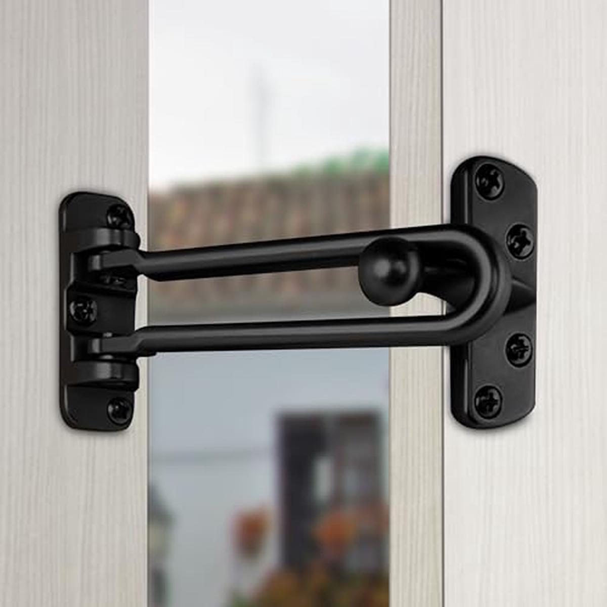 Plantex Heavy Duty Swing Bar Lock/Door Safety Guard with High Security Auxiliary Lock for Home/Office/Hotel – Pack of 3 (SH-42, Z-Black Finish)