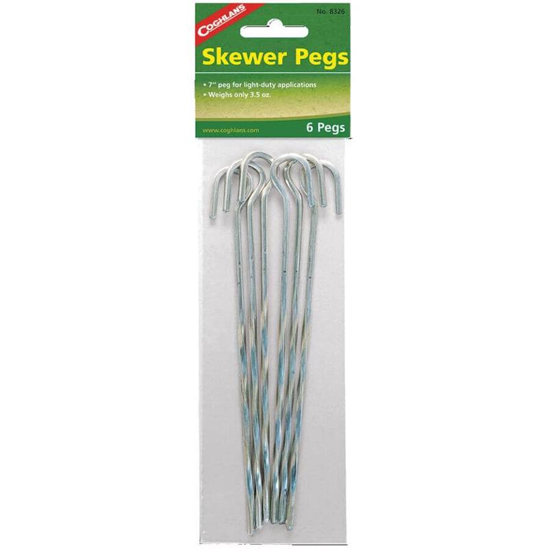 6 Pack 7″ Twisted Steel Skewer Tent Pegs