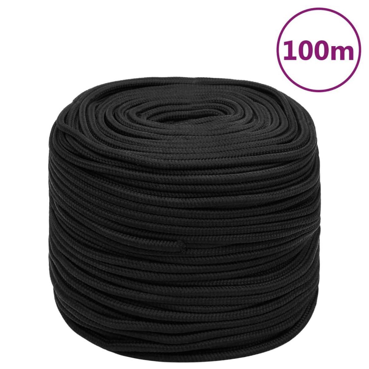 Berkfield Boat Rope Full Black 8 mm 100 m Polypropylene
