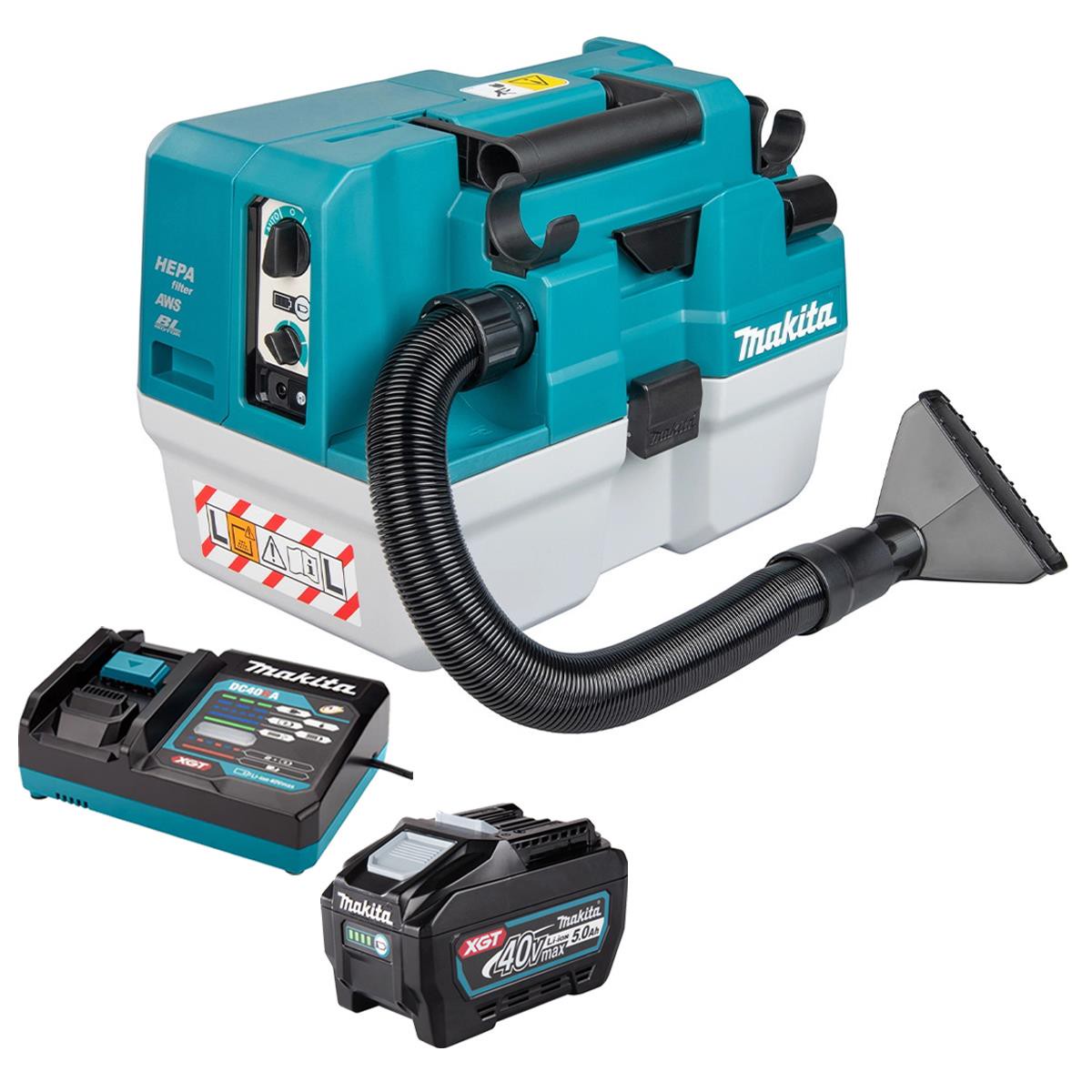 Makita VC013GLZ03 40V Max XGT Brushless Vacuum Cleaner with 1 x 5.0Ah Battery & Charger