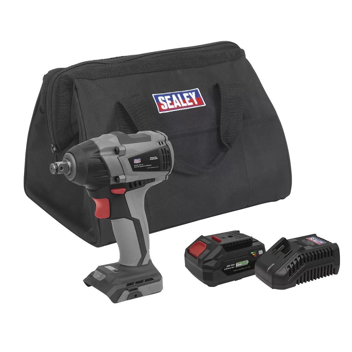 Sealey CP20VIWXKIT1 20V Brushless 1/2″Sq Drive Impact Wrench Kit with 1x 4.0Ah Battery