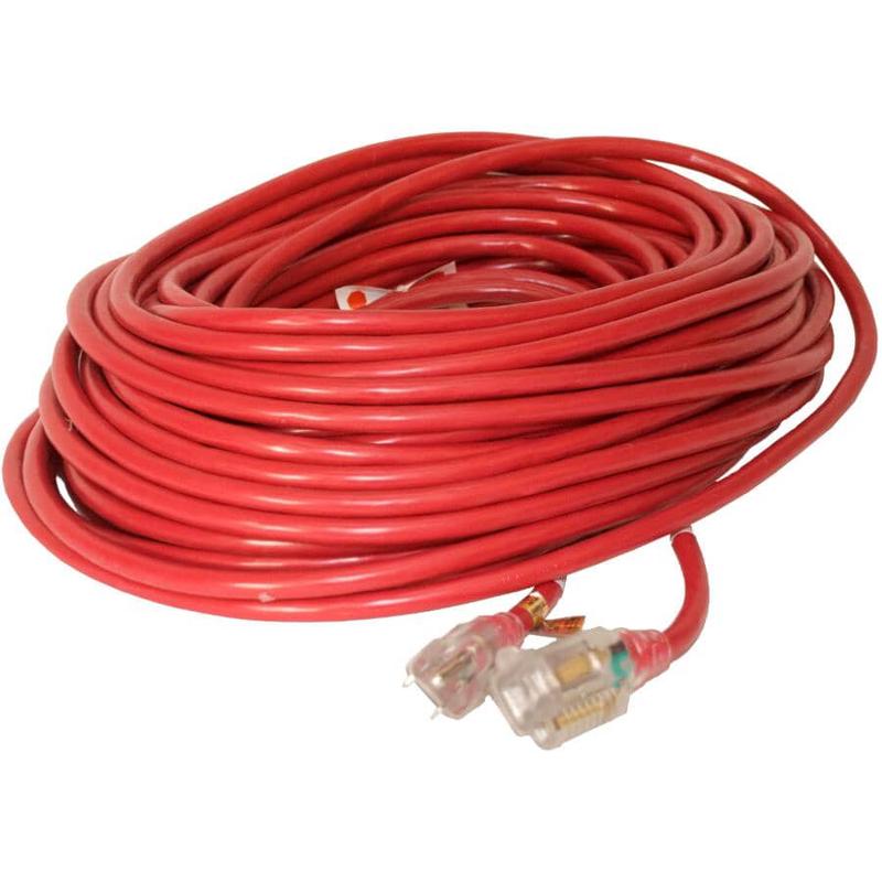 SJTW Red Outdoor Lighted Extension Cord – 30 m
