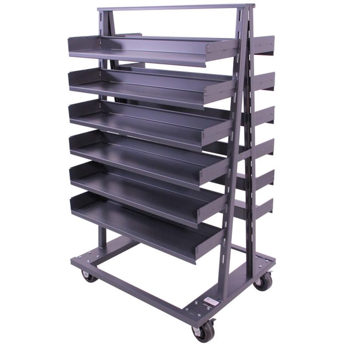 Valley Craft Double-Sided Heavy Duty A-Frame Cart, 38″L x 30″W x 63″H, (12) Trays, 2500 lb. Capacity