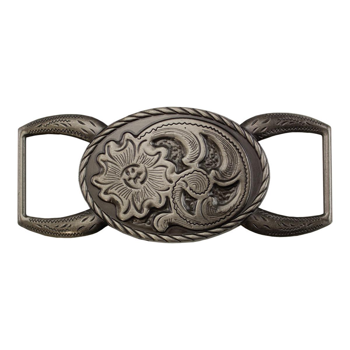 1 ” Floral Oval Connector – Antique Silver Plate