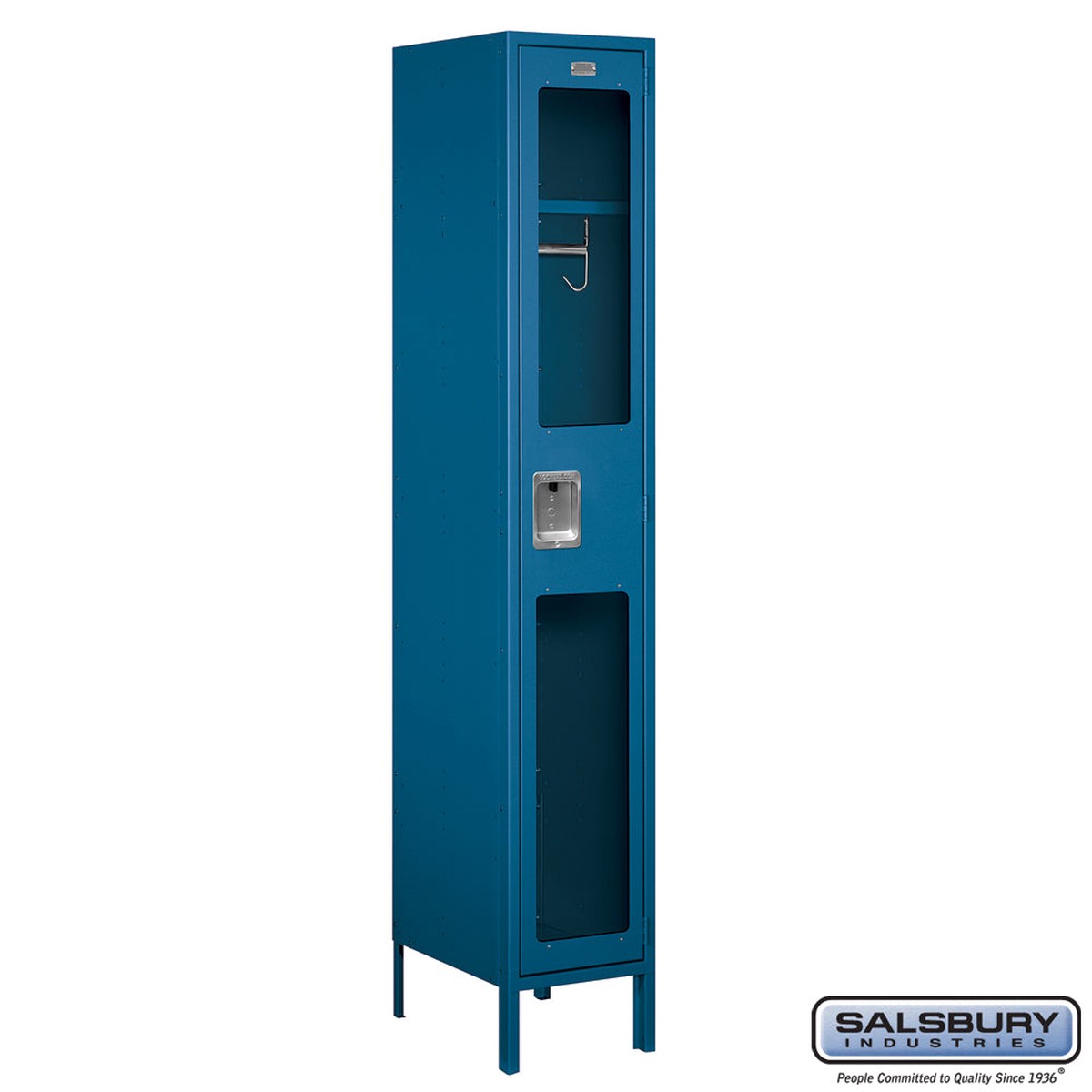 15″ Wide Single Tier See-Through Metal Locker – 1 Wide – 6 Feet High – 18 Inches Deep – Blue – Assembled