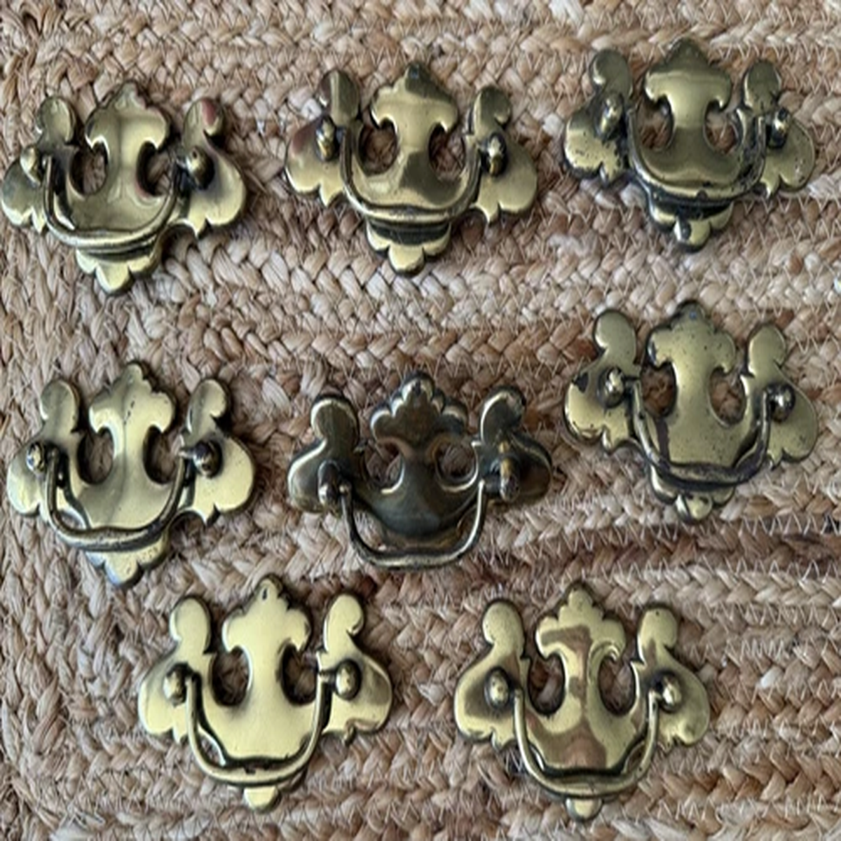 (8) Vintage 4" Batwing Chippendale Style Brass Finish Drawer Pulls Handles