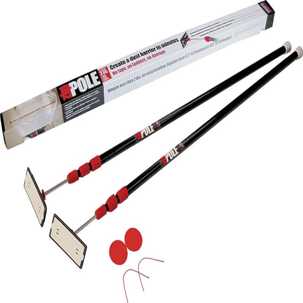 Zipwall ZP2 Dust Barrier Pole, Spring-Loaded, 10 ft L, Stainless Steel, 2/PK