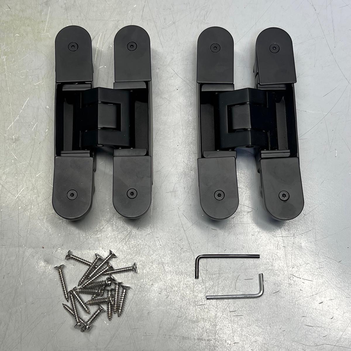 (2 PACK) Invisible Door Hinge Concealed Heavy Duty 6" L x 2.5" W Matte Black