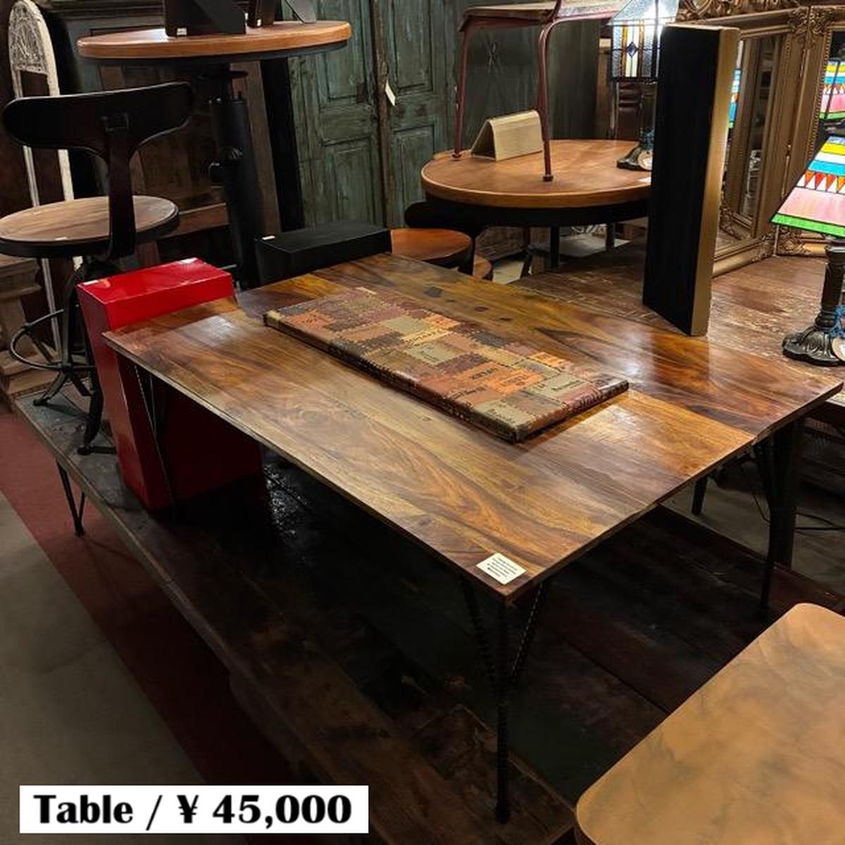 TOPANGA Furniture Sheesham WoodLeather Patchwork Center Tray Low Table