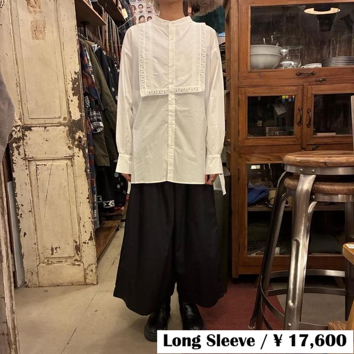 UNIVERSAL SEVEN Natural Typewriter Italian Filet Lace Yoke Shirt, White, White, Long Sleeve Blouse, Cotton