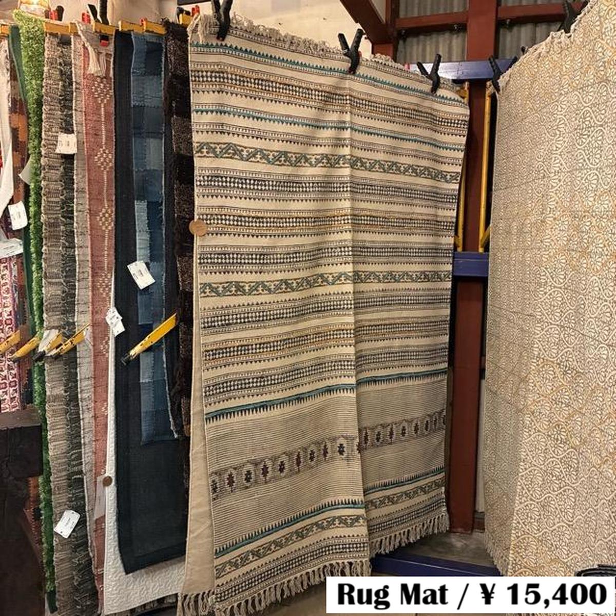 India GHAR Fabric Rug, 130x190cm, Multi, Block Print, Floral, for Living Room or Bedroom