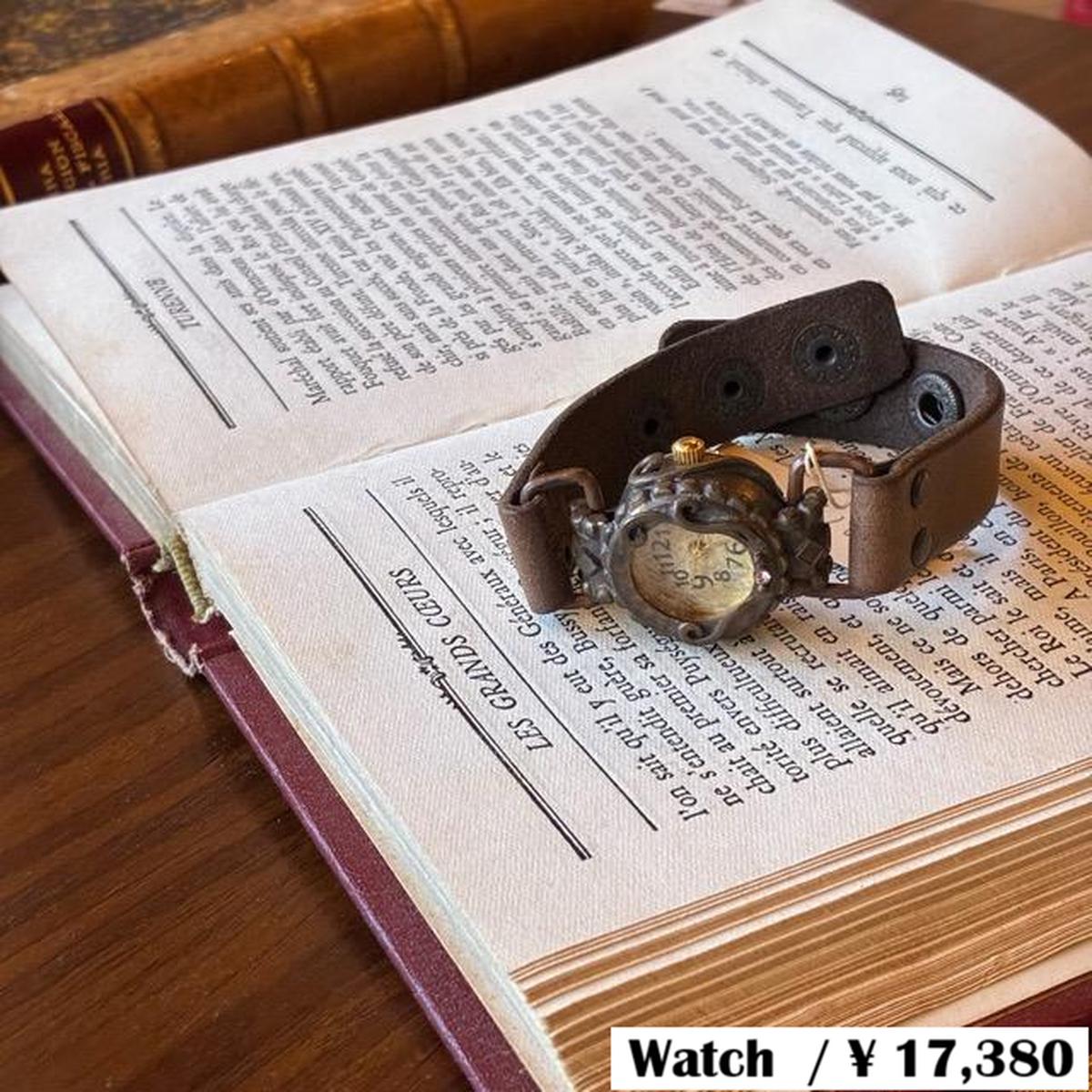 [Made to Order] Brass and Leather Handmade Watch Kaori Alice DBR Made to Order Brass and Leather Handmade Watch Button Operation Dark Brown Wristwatch